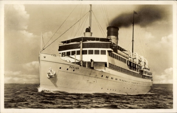 Ak Salon Express Steamer Rugard, Braeunlich Stettin Shipping Company, Sassnitz Line