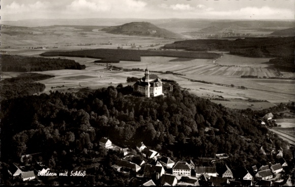 Postcard Baldern Bopfingen in the Ostalbkreis, aerial photograph, castle