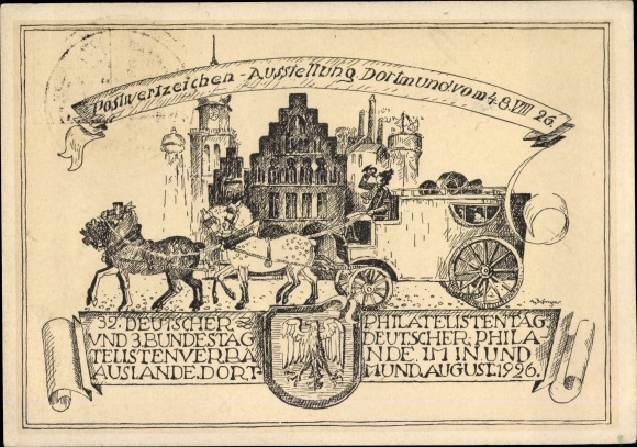 Ganzsachen Ak Dortmund im Ruhrgebiet, Postwertzeichenausstellung 1926