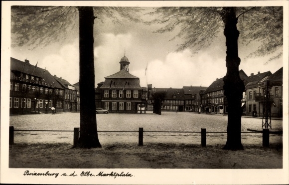 Postcard Boizenburg on the Elbe, town hall, market square