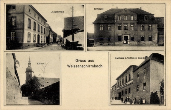 Ak Weißenschirmbach Querfurt im Saalekreis, Rittergut, Kirche, Gasthof zum Goldenen Lamm