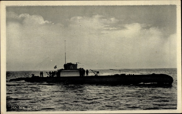 Postcard Dutch submarine, O 14