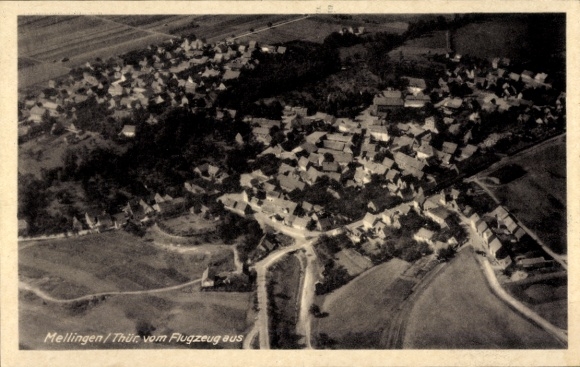 Postcard Mellingen in Thuringia, aerial photograph