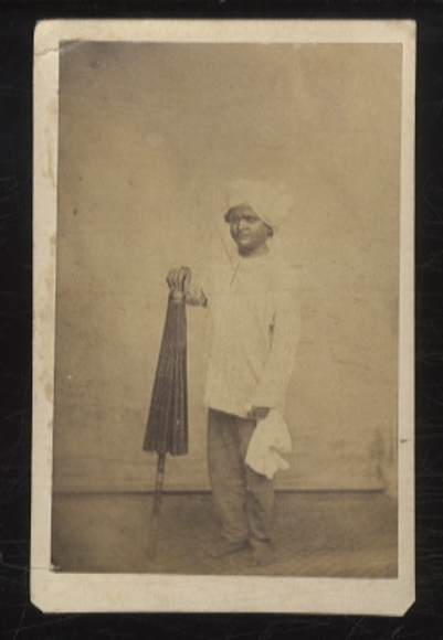 Malaysia - Originalphotographie - August Sachtler, um 1864 - Penang, Junge mit Turban und Schirm