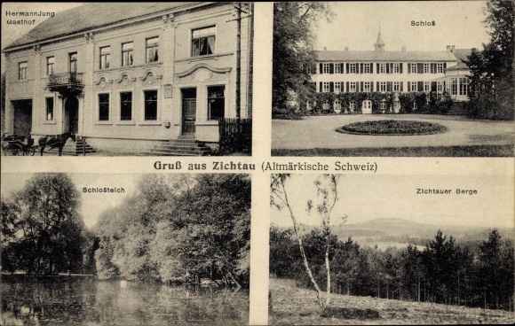 KP Zichtau Gardelegen Altmark, zamek, staw zamkowy, góry, karczma