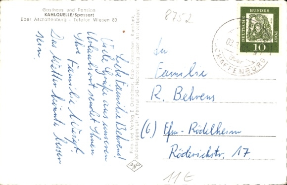 Postcard Kleinkahl in Lower Franconia, Gasthaus Kahlquelle