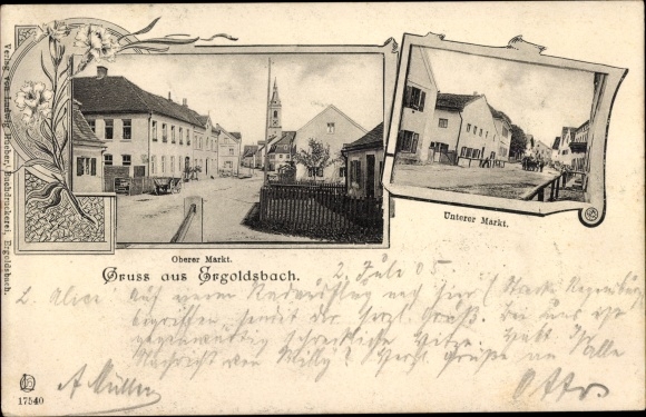 Postcard Ergoldsbach in Lower Bavaria, Upper Market, Lower Market