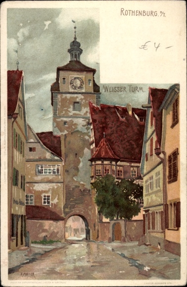 Artist Postcard Mutter, K., Rothenburg ob der Tauber Middle Franconia, White Tower
