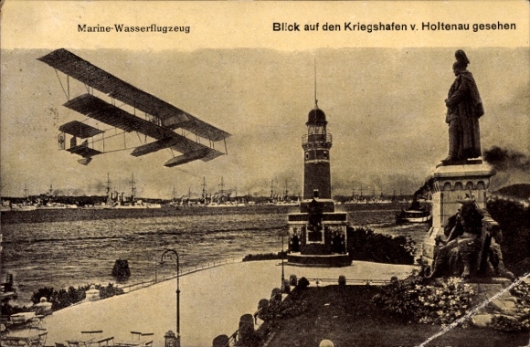 Ak Holtenau Kiel in Schleswig Holstein, Kriegshafen, Marine Wasserflugzeug