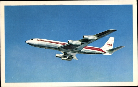 Postcard American passenger aircraft, Trans World Airlines, TWA Star Stream