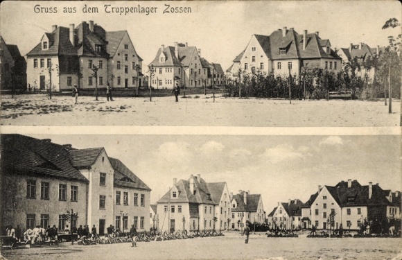 Postcard Zossen in Brandenburg, military camp, buildings, street views