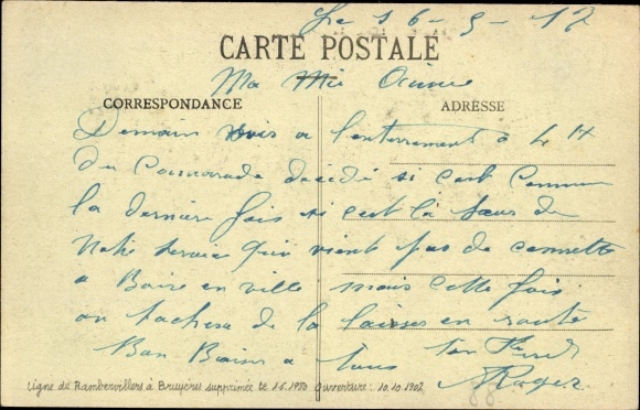 Postcard Rambervillers Vosges, The Train Station