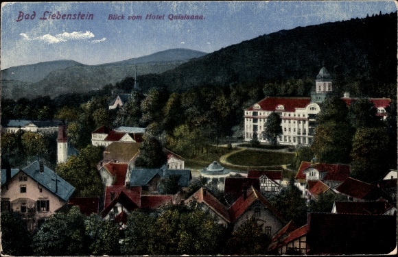 Postcard Bad Liebenstein in the Wartburg district, view from the Hotel Quisisana