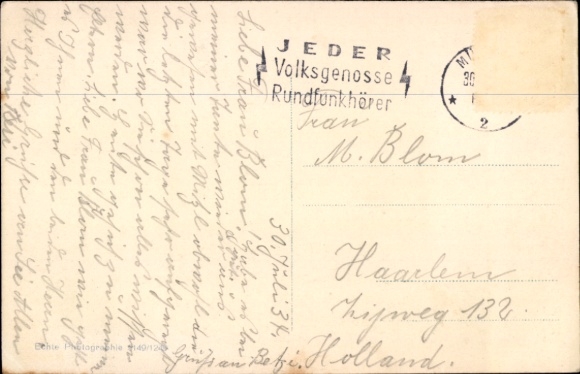 Postcard Assenhausen Berg on Lake Starnberg, Bismarck Tower
