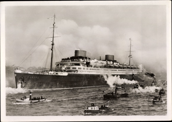 Postcard Steam boat Europa, Norddeutscher Lloyd Bremen, four-screw turbine express steamer
