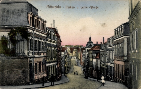 Ak Mittweida in Sachsen, Deckerstraße, Luther-Straße
