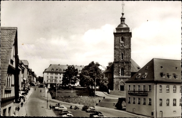 Postcard Siegen in Westphalia, market square, St. Nicholas Church, town hall, buildings, cars