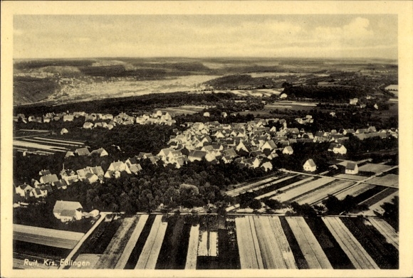 Postcard Ruit Ostfildern in Baden, aerial photograph