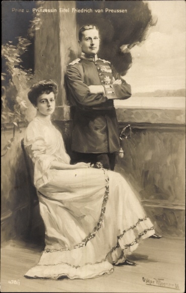 Künstler Ak Höppner, Oskar, Prinz und Prinzessin Eitel Friedrich von Preußen, Portrait