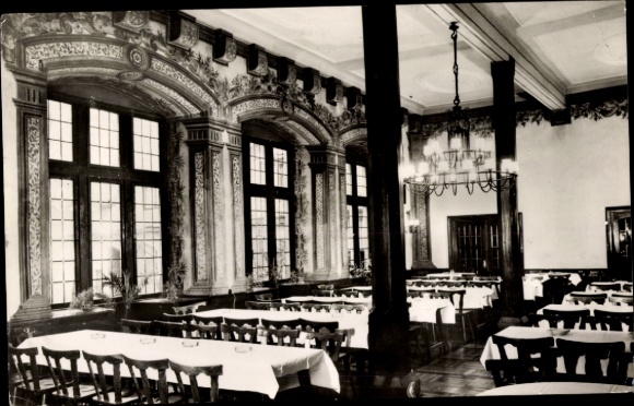 Postcard Heppenheim an der Bergstraße, Hall of the Winegrowers' Cooperative