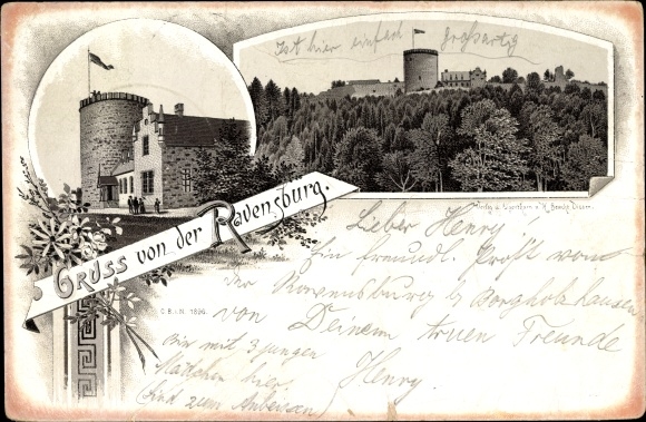 Litho Borgholzhausen in Nordrhein Westfalen, Blick auf die Ravensburg