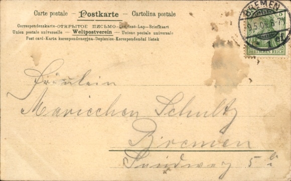 Postcard rabbit hunting, hunter with prey