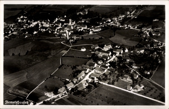 Postcard Ziemetshausen in Swabia, aerial photograph