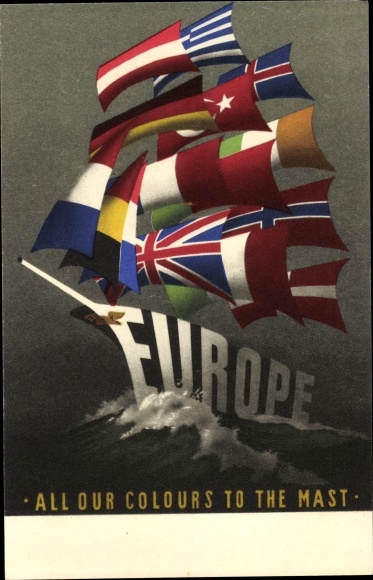 Artist Postcard Dirksen, Reijn, Europe, All our colors to the Mast, Marshallplan