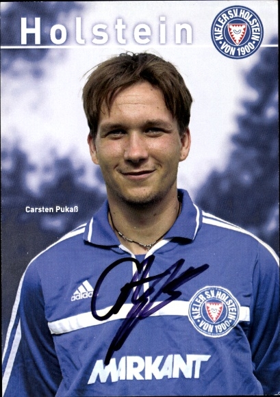 Autograph card footballer Carsten Pukaß, Holstein Kiel, autograph
