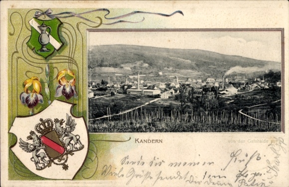 Embossed coat of arms passepartout PC Kandern in the Black Forest Baden, general view