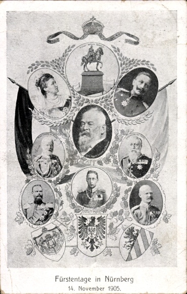 Ak Nürnberg, Fürstentage 1905, Wappen, Prinzregent Luitpold von Bayern, Kaiserpaar