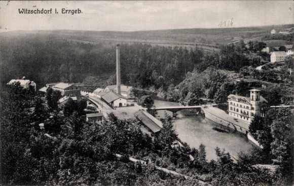 Postcard Witzschdorf Gornau in the Ore Mountains, partial view