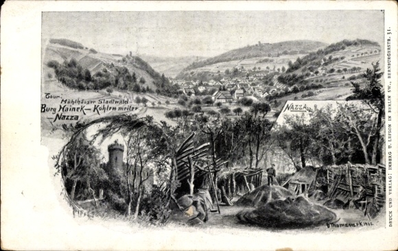 Künstler Litho Thomasczek, Otto, Nazza wartburgkreis, Mühlhauser Stadtwald, Burg Haineck
