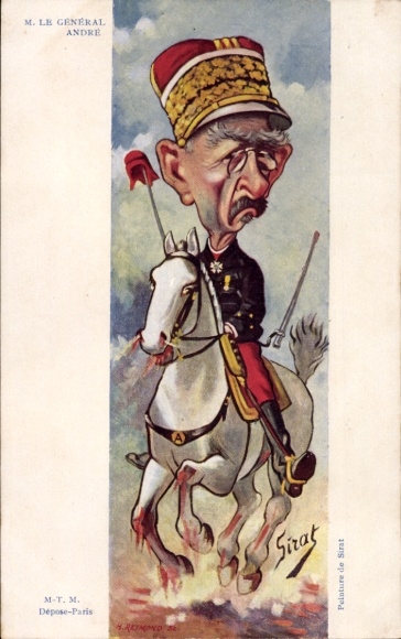 Artist Postcard Sirat, Le General Louis Andre, caricature, Dreyfus affair