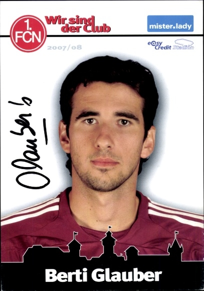 Sammelbild Fußballspieler Berti Glauber, 1. FC Nürnberg