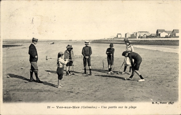 Ak Trouville Calvados, spelende kinderen op het strand