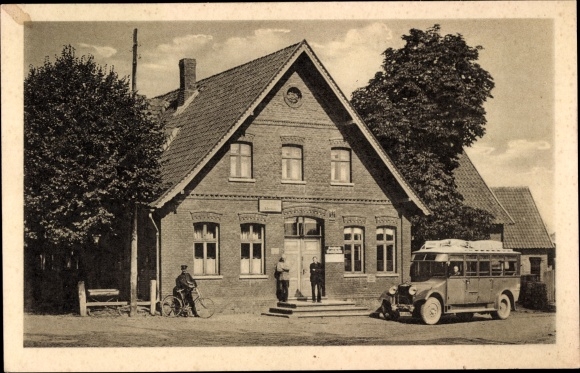 Postcard Glissen Raddestorf Lower Saxony, inn, bus