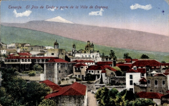 Postcard Tenerife Canary Islands Spain, El Pico de Teide y Parte de la Villa de Orotava