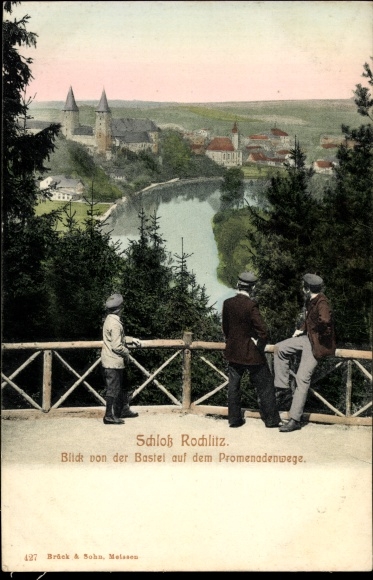 Ak Rochlitz an der Mulde, kasteel, uitzicht vanaf het bastion aan de boulevard