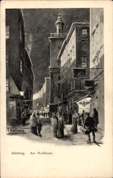 Artist Postcard Kulstrunk, F., Salzburg in Austria, Part at the Town Hall