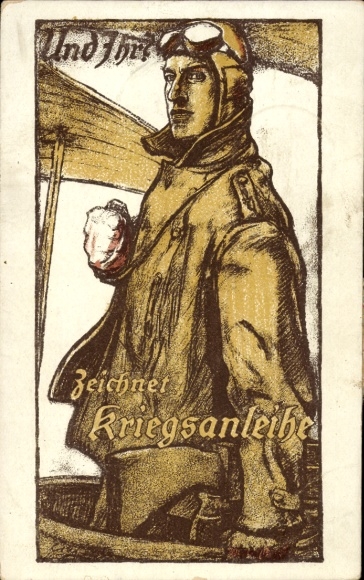 Artist Postcard Erler, And you?, Subscribes to war bonds, Fighter pilot