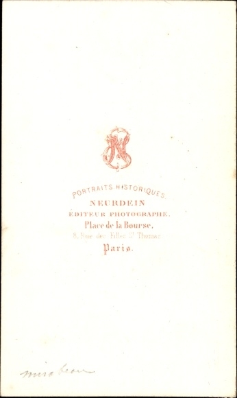 Visiting Card Honoré Gabriel de Riqueti, Count of Mirabeau