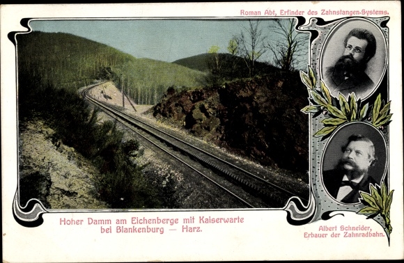 Postcard Harz cog railway, Hoher Damm am Eichenberge with Kaiserwarte, Albert Schneider, Roman Abt
