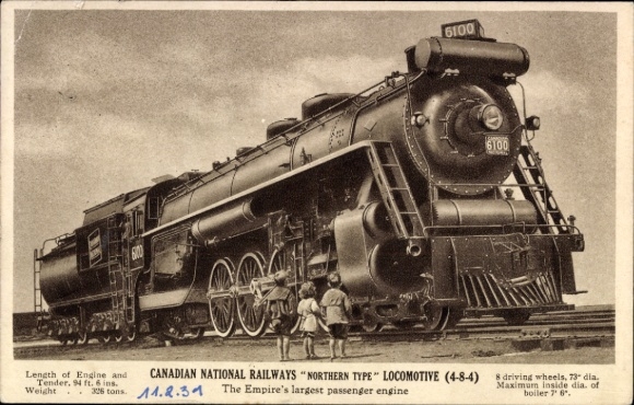 Ak Kanadische Eisenbahn, Canadian National Railways, Northern Type, Locomotive 484, Dampflok