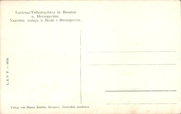 Postcard Bosnia Herzegovina, violin player, folk costume