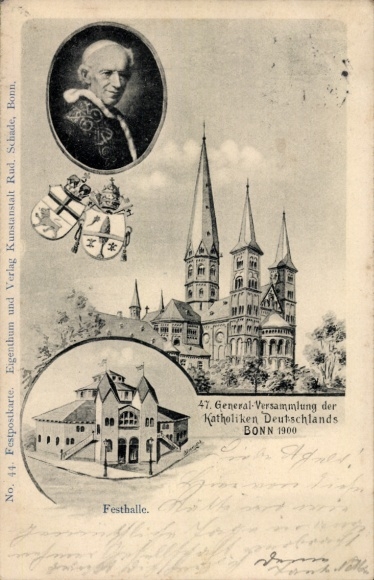 Artist Postcard Bloemerk, Bonn, 47th General Assembly of Catholics 1900, Pope Leo XIII.