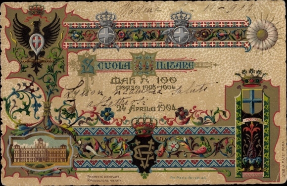 Wappen Litho Modena Emilia-Romagna, Scuola Militare, 24.04.1904