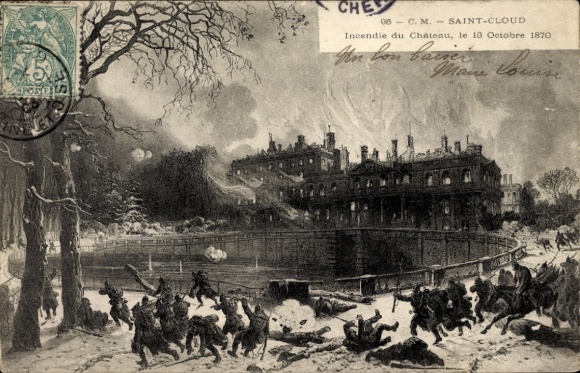 CPA Saint-Cloud Hauts-de-Seine, Incendie du Château, le 18 Octobre 1870