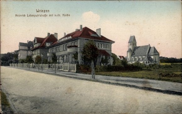 Postcard Wriezen im Oderbruch, Heinrich-Lehmpuhlstraße, Catholic Church