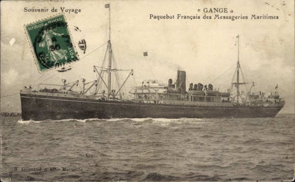 Ak Steamer Gange, Messageries Maritimes MM